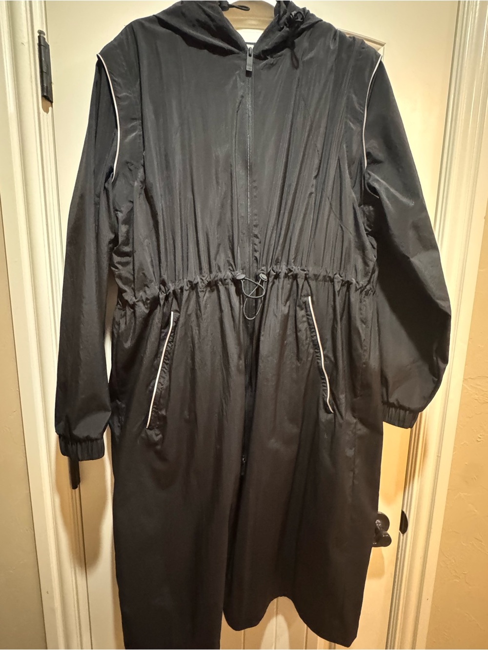 VSX Black Hooded Drawstring Trench Coat